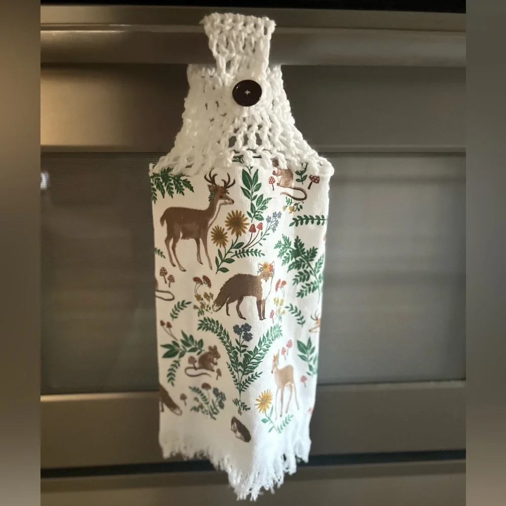 Hand Crafted Nature-Inspired Hanging Kitchen Hand Towel Crochet Top